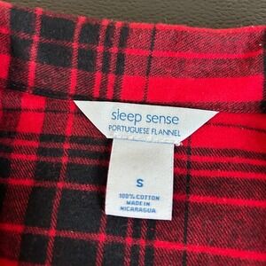 Sleep Sense Flannel‎ Pajama Top Button Up Sleepwear Red Black Womens Small NWT